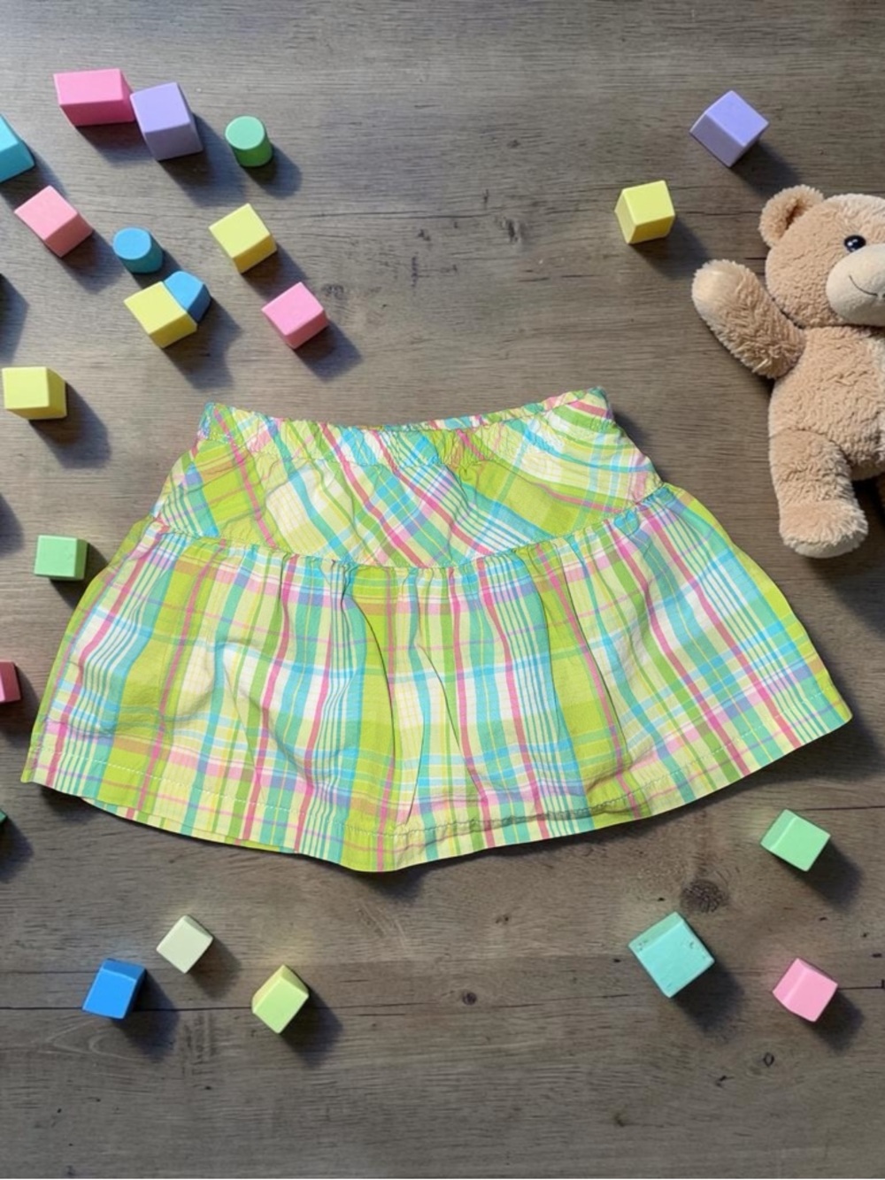 Carter's Girls Plaid Yellow Pink Green Blue Skirt